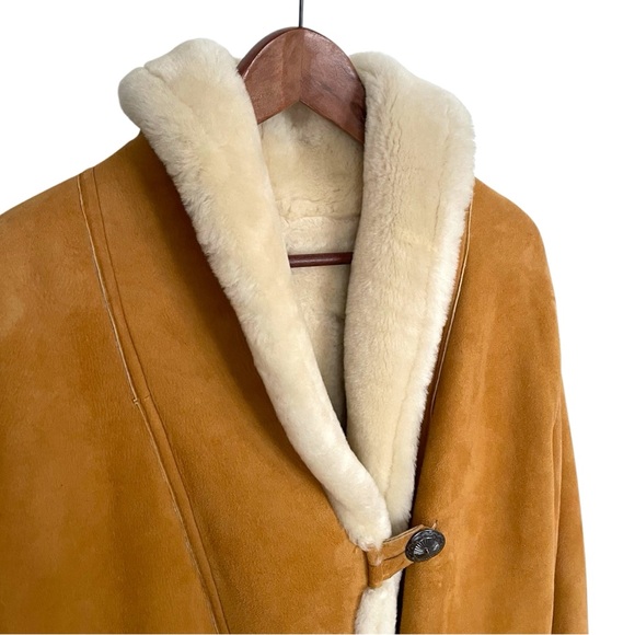 Vintage Overland Sheepskin Longline Coat Genuine Shearling Boho Western Winter - Picture 2 of 15